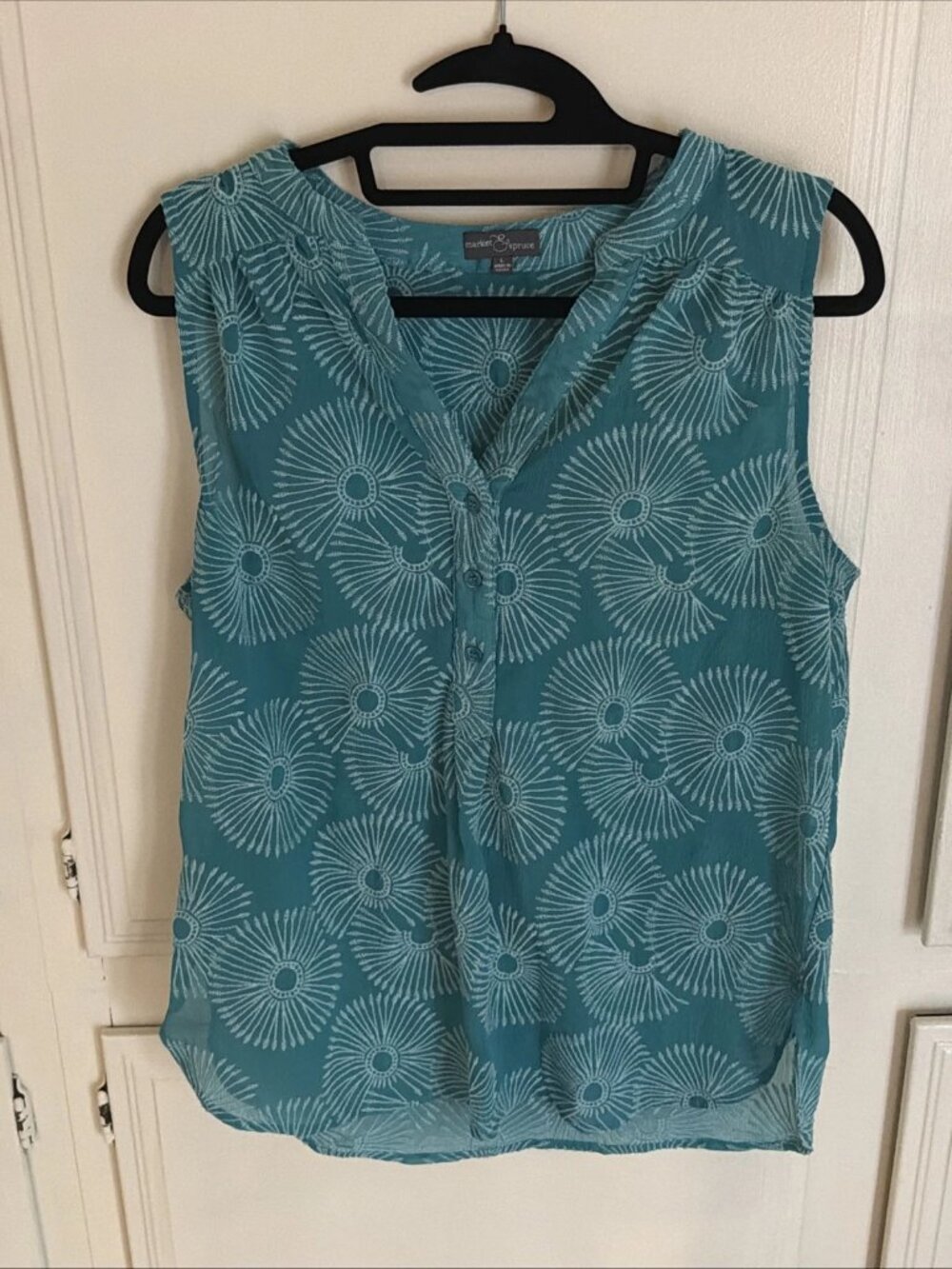 MARKET & SPRUCE Green Lace Sleeveless Embroidered Top Blouse Women’s Large